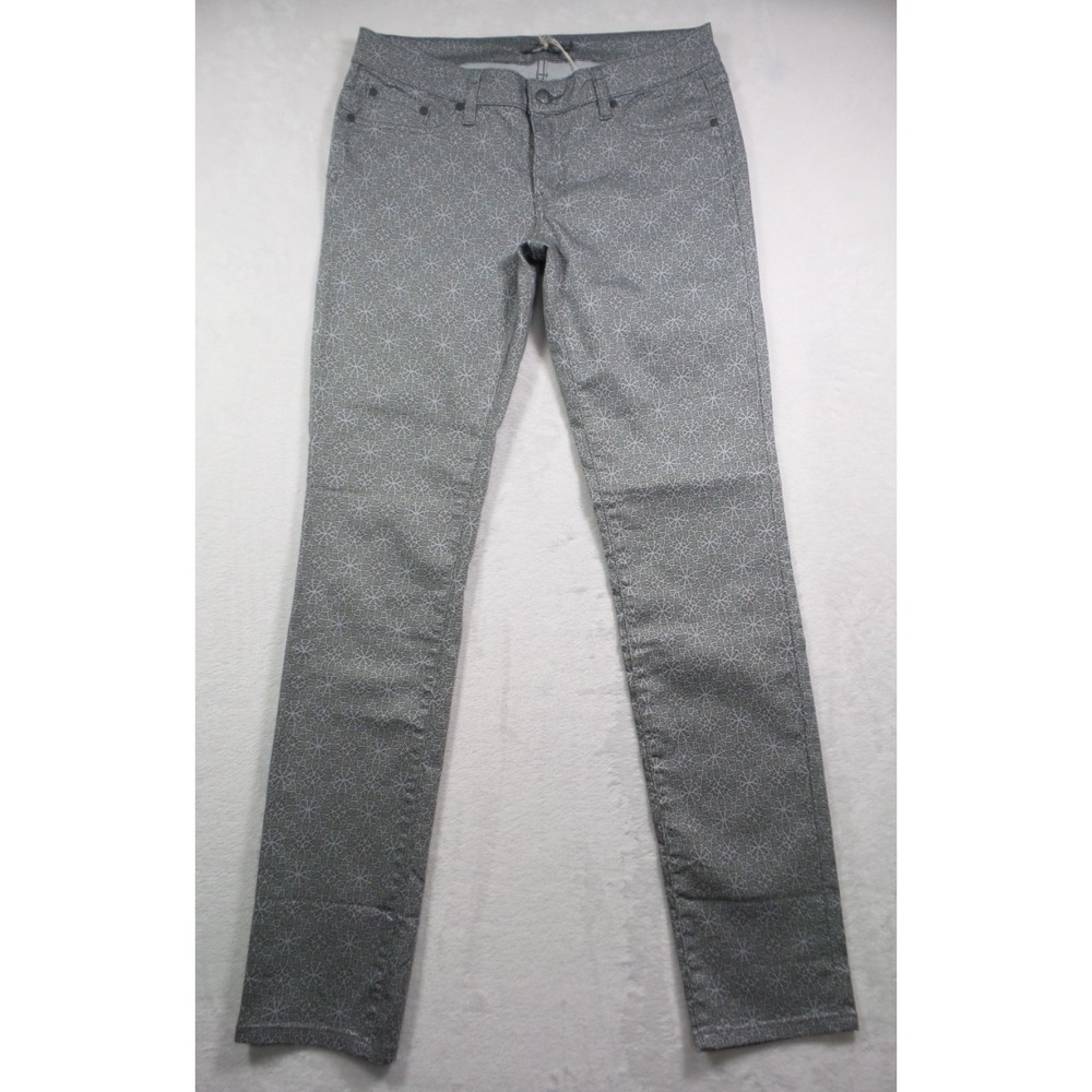 prAna Jeans Womens Size 10 Gray Kara Low Rise Fitted Geometric Stretch NWT